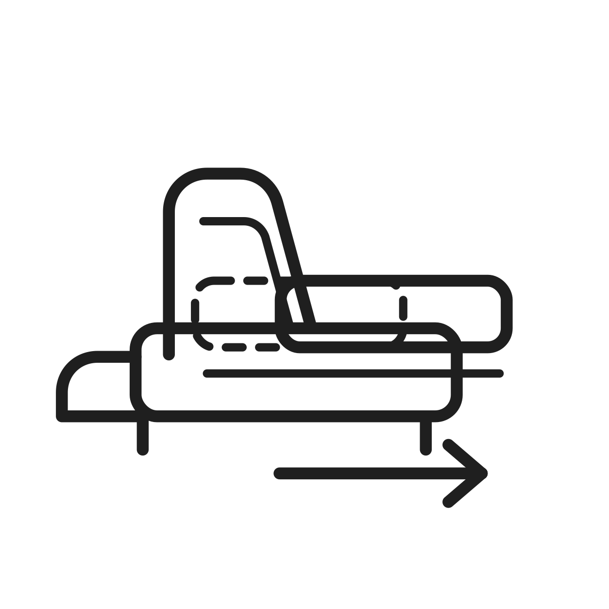 Icono de asientos deslizantes
